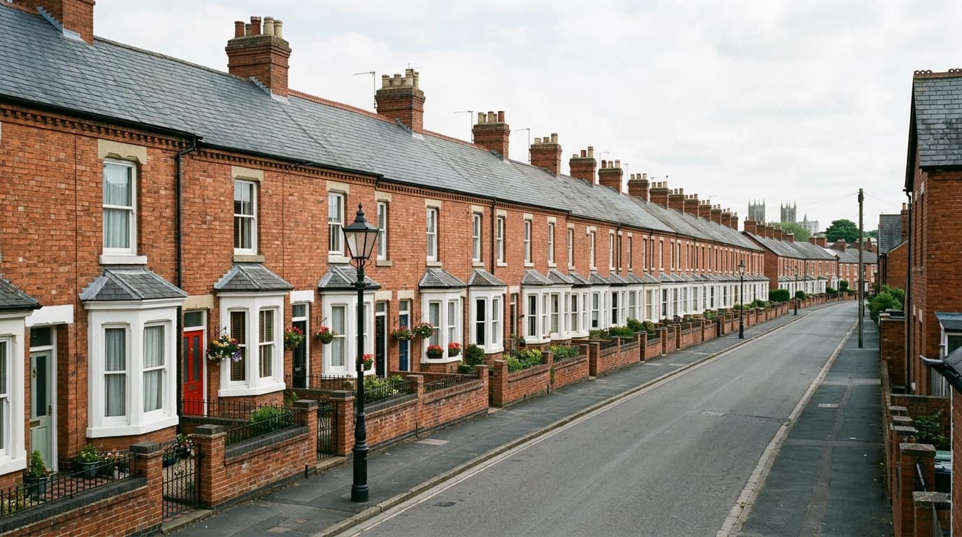 A row of Victorian red-brick terraced houses in Lincoln — LWR Group looks after a landlord's whole portfolio under one membership