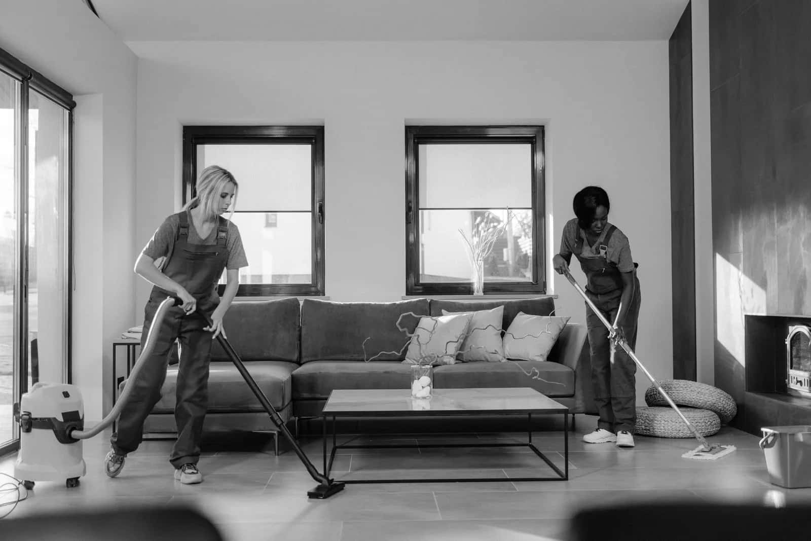 Professional commercial cleaners servicing a modern Lincoln office — LWR Group