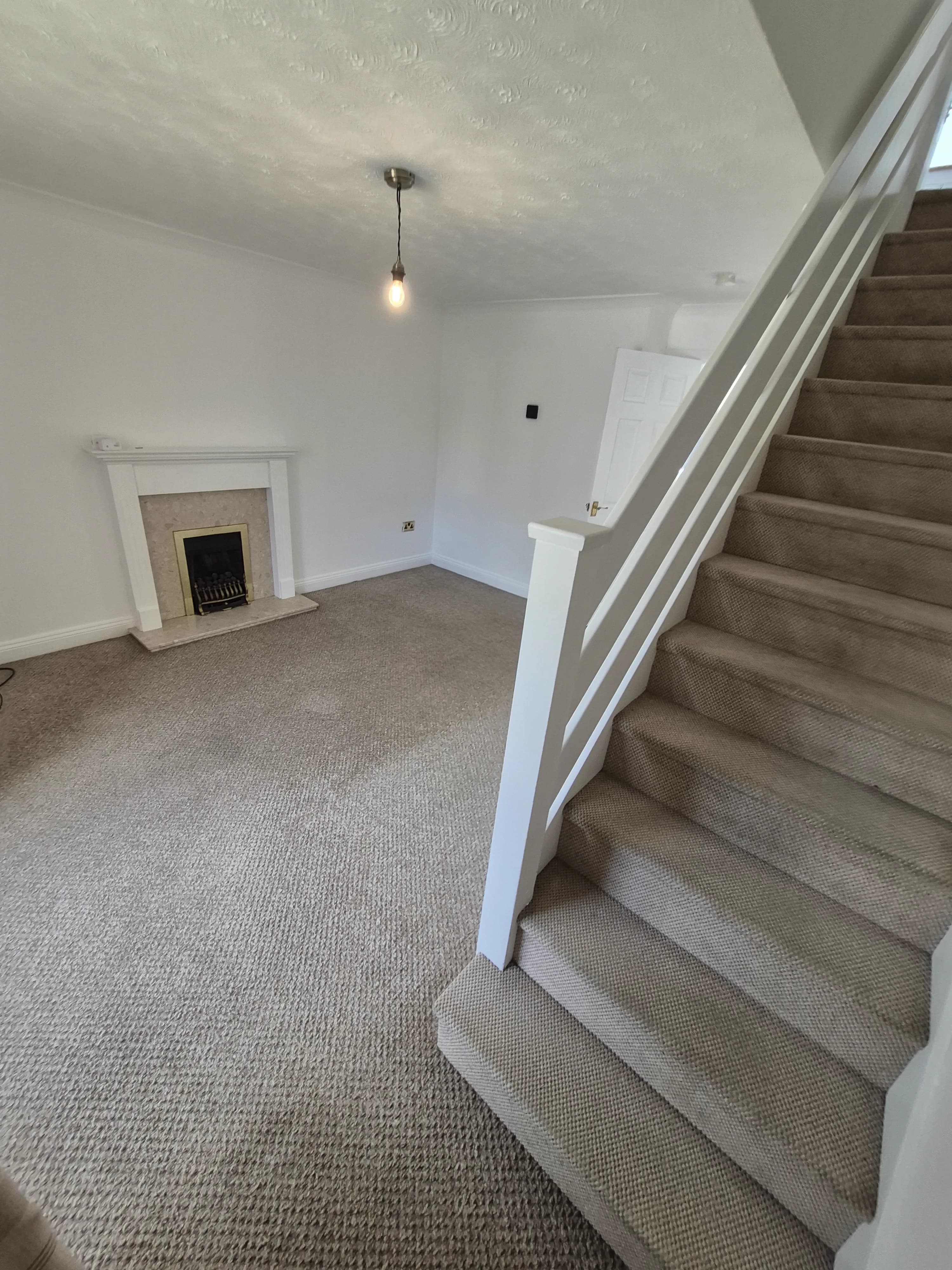 Stair carpet after hot water extraction showing renewed colour — stair carpet cleaning in Lincoln by LWR Group